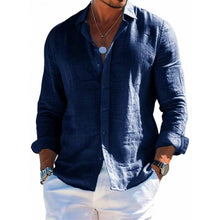 Load image into Gallery viewer, Men's Long Sleeve Shirt Casual Loose Lapel Button Top Solid Color Plus Size Blouse Clothing
