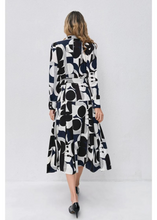Load image into Gallery viewer, Abstract Harmony Navy White Midi Dress
