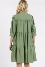 Load image into Gallery viewer, Button Detail Collared Neck Tiered Shirt Dress – Elegant Buttoned Shirt Dress with Tiered Design and Classic Collar
