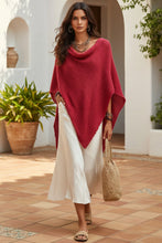 Load image into Gallery viewer, Women's Open-Knit Asymmetric Cape &amp; Ruched V-Neck Fluid Maxi Dress Set

