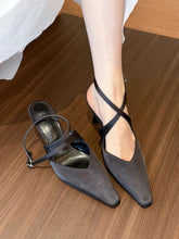 Load image into Gallery viewer, Women's Cross Strap Stiletto Pumps – Pointed Toe Satin High Heels
