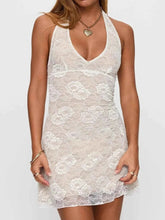 Load image into Gallery viewer, Floral Lace Halter Deep V-Neck : Bodycon Dress
