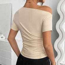 Load image into Gallery viewer, Women’s Y2K Ruched One-Shoulder Summer Top – Slim Fit Asymmetrical Shirt
