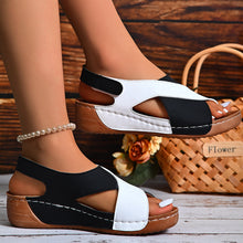 Load image into Gallery viewer, Women’s Colorblock Crossed Wedge Sandals
