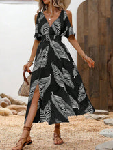 Load image into Gallery viewer, Women’s Off-Shoulder Cross V-Neck Maxi Dress
