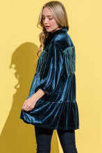 Load image into Gallery viewer, Fringe Detailed Velvet Shirt Dress – Velvet Shirt Dress, Fringe Detail Dress, Luxurious Shirt Dress, Elegant Velvet Dress, Playful Fringe Dress
