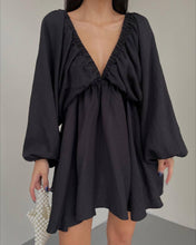 Load image into Gallery viewer, V-neck Lantern Sleeve Dress Fashion Loose Long-sleeved Dresses For Women Clothing
