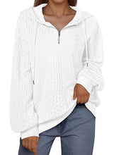 Load image into Gallery viewer, SHEWIN Women's Quarter Zip Hoodies Oversized Sweatshirt Long Sleeve Lightweight Pullover Tops Large White - # WOAA21510022-PRG
