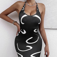 Load image into Gallery viewer, Ladies' Neck Tie, Lace Up Print, Slimming Dress
