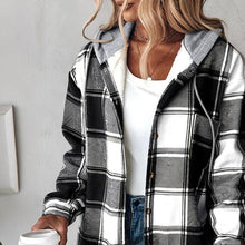 Load image into Gallery viewer, Women's Plaid Hoodie Long Sleeve Jacket With Pocket
