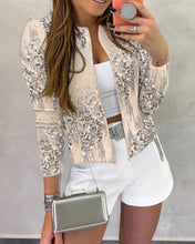 Load image into Gallery viewer, Women’s Sequined Zip-Up Jacket
