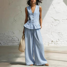 Load image into Gallery viewer, Women's Bohemian Ruffled Sleeveless Tank &amp; Pants Set
