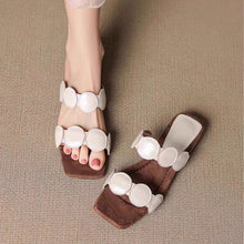 Load image into Gallery viewer, Women's Square Toe Sheepskin Slip-On Slippers – Korean Style Flat Mules
