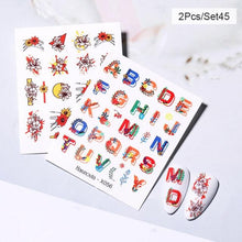 Load image into Gallery viewer, Abstract Lady Face Water Decals Fruit Flower Summer Leopard Alphabet Leaves Nail Stickers Water Black Leaf Sliders Marble Nail Art Stickers Water Transfer Nail Decals Full Wraps Gradient Acrylic Nail Kits for Women Manicure Decoration
