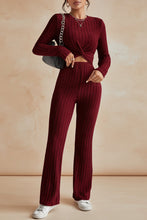 Load image into Gallery viewer, Women's Twist-Front Crop Top &amp; Wide-Leg Ribbed Knit Set – 3 Colors

