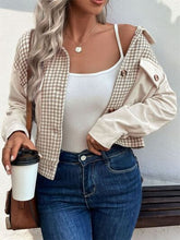 Load image into Gallery viewer, Women's Houndstooth Button-Up Long Sleeve Jacket – Chic &amp; Pocketed Lightweight Outerwear
