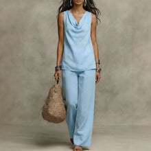 Load image into Gallery viewer, Women's Slash-Neck Sleeveless Tank Top &amp; Casual Pants Set
