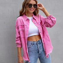 Load image into Gallery viewer, Fashion Ripped Shirt Jacket Female Autumn And Spring Casual Tops Womens Clothing
