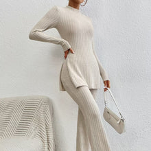Load image into Gallery viewer, Women’s Ribbed V‑Neck Top &amp; Pants Set
