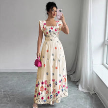 Load image into Gallery viewer, Women’s Puff Sleeve Floral Print Waist-Cinching Dress
