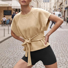 Load image into Gallery viewer, Women's Loose Round-Neck Lace-Up Bow-Knot Short-Sleeve Top
