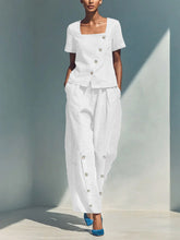 Load image into Gallery viewer, Women's Loose Short-Sleeve Top &amp; High-Waist Pants Set – Plus Size Friendly
