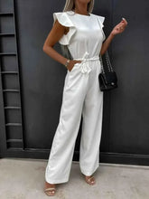 Load image into Gallery viewer, Ruffled Round Neck : Cap Sleeve Jumpsuit
