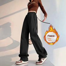 Load image into Gallery viewer, Gray High-Waist Loose Wide-Leg Straight Pants Women
