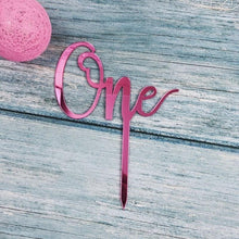 Load image into Gallery viewer, Acrylic One Cake Topper Top Cake One Cake Topper Birthday Cake Topper Double Sided For Anniversaries And Parties  Birthday Party Cupcake Toppers Flags Wedding Baby Shower Supplies Lovely Baking Dessert Decorations
