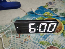 Load image into Gallery viewer, Acrylic/Mirror Alarm Clock LED Digital Clock Voice Control Snooze Time Temperature Display Night Mode Digital Alarm Clock, LED Bedside Clock with 6-Level Brightness Dual Alarm Adjustable Volume with 3 Alarm Sound Alarm Clock for Bedroom Office
