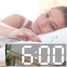 Load image into Gallery viewer, Acrylic/Mirror Alarm Clock LED Digital Clock Voice Control Snooze Time Temperature Display Night Mode Digital Alarm Clock, LED Bedside Clock with 6-Level Brightness Dual Alarm Adjustable Volume with 3 Alarm Sound Alarm Clock for Bedroom Office
