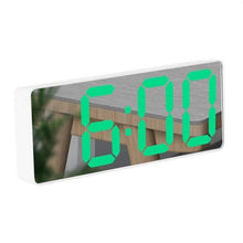 Load image into Gallery viewer, Acrylic/Mirror Alarm Clock LED Digital Clock Voice Control Snooze Time Temperature Display Night Mode Digital Alarm Clock, LED Bedside Clock with 6-Level Brightness Dual Alarm Adjustable Volume with 3 Alarm Sound Alarm Clock for Bedroom Office
