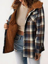 Load image into Gallery viewer, Plaid Snap Down Plush Hooded Jacket Soft &amp; Warm Women Outerwear Cozy And Comfortable Jacket
