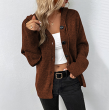 Load image into Gallery viewer, Women’s Button-Down Hoodie Cardigan Sweater Coat

