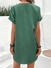 Load image into Gallery viewer, Button-Front V-Neck Dress – Short Sleeve Solid Casual Shirt Dress
