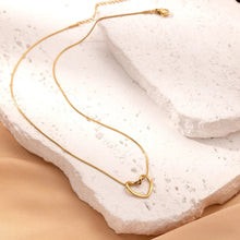 Load image into Gallery viewer, Stainless Steel Twist Hollow Heart Necklace - Clavicle Chain
