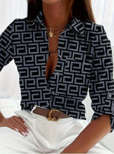 Load image into Gallery viewer, Women’s Stripe Print Long-Sleeve Blouse
