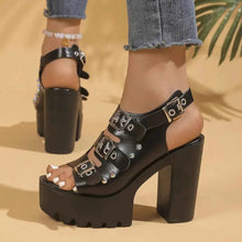 Load image into Gallery viewer, Buckle Platform Block Heels Sandals
