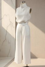 Load image into Gallery viewer, Women's Linen-Style Two-Piece Set – V-Neck Top &amp; Wide-Leg Pants
