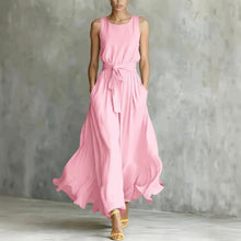 Load image into Gallery viewer, Women's Lace-Up Waist-Cinching Sleeveless Maxi Dress
