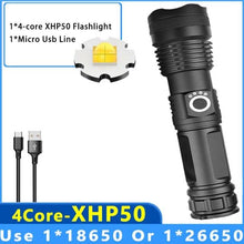 Load image into Gallery viewer, Adjustable Rechargeable Tactical Flashlight USB LED  Super Bright Zoomable IPX65 Waterproof Portable Torchlight Flash Lamp USB Charging For Hiking Camping Running Fishing
