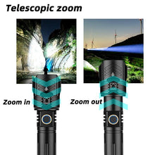 Load image into Gallery viewer, Adjustable Rechargeable Tactical Flashlight USB LED  Super Bright Zoomable IPX65 Waterproof Portable Torchlight Flash Lamp USB Charging For Hiking Camping Running Fishing
