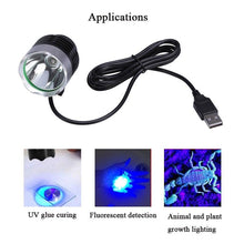 Load image into Gallery viewer, Adjustable Rechargeable UV Flashlight Portable Torch Ultra Violet LED Handheld For UV Glue Curing For Cellphone Repair Tool  Curing Lamp Dryer For Urine Stain Detector Sterilization Phone Circuit Board
