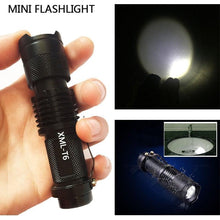 Load image into Gallery viewer, Adjustable Rechargeable Water Resistant Super Bright Mini Handheld Flashlights LED Zoomable Flashlight For Camping Fishing  Bicycle Light Kids Indoor Outdoor Hiking
