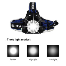 Load image into Gallery viewer, Adjustable Rechargeable Waterproof Brightest Zoomable LED Lightweight Hands Free Headlamp High Power For Adult Hunting Camping Running Hiking Riding Fishing Rechargeable T6 Chip Headlight
