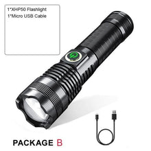 Load image into Gallery viewer, Adjustable Rechargeable  Waterproof LED Flashlights Rechargeable High Lumens Torchlight Zoomable Torch USB Charging Waterproof 5 Modes With Power Display For Camping Hiking Outdoor Emergency
