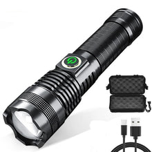 Load image into Gallery viewer, Adjustable Rechargeable  Waterproof LED Flashlights Rechargeable High Lumens Torchlight Zoomable Torch USB Charging Waterproof 5 Modes With Power Display For Camping Hiking Outdoor Emergency
