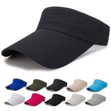 Load image into Gallery viewer, Adjustable Summer Breathable Hats Men Women Sun Protection Sports Golf Tennis Visor Hat Adjustable Visor UV Protection Top Empty Solid Sports Outdoor Running Sunscreen Strong Cap

