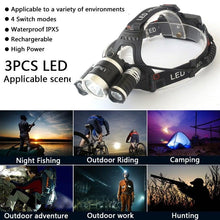 Load image into Gallery viewer, Adjustable Zoomable Headlamp Ultra Bright Rechargeable LED Bright High Lumen Head Lights Head Lamp Waterproof Flashlight For Outdoor Cmaping Fishing Hiking Biking Fishing Headlamp  Running Headlamp
