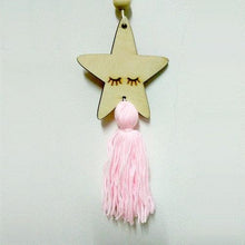 Load image into Gallery viewer, Adorable Sleepy Eye Eyelash Kids Room Decoration Crafts Wood  Wall Hanging Stars Decorative Beads Tassel Photography Props Gift For Kids Bedroom Decor Makeup Sticker For Girls Room Wall Art
